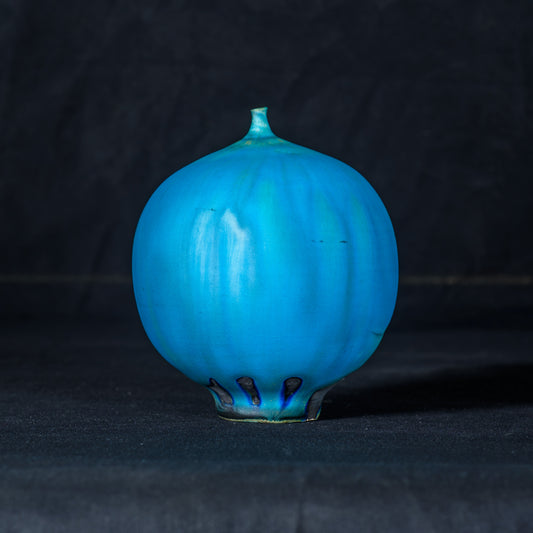 Rose Cabat 1985 Feelie Large Balloon Shape Turquoise Blue Rare Satin Sheen Glaze