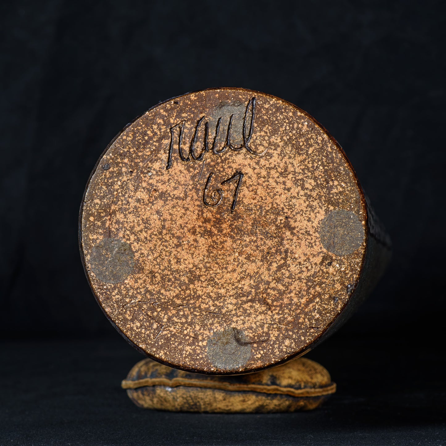 Raul Coronel 1967 Fantastic Modernist Floor Vase W/ Incised "LOVE" Flower Design