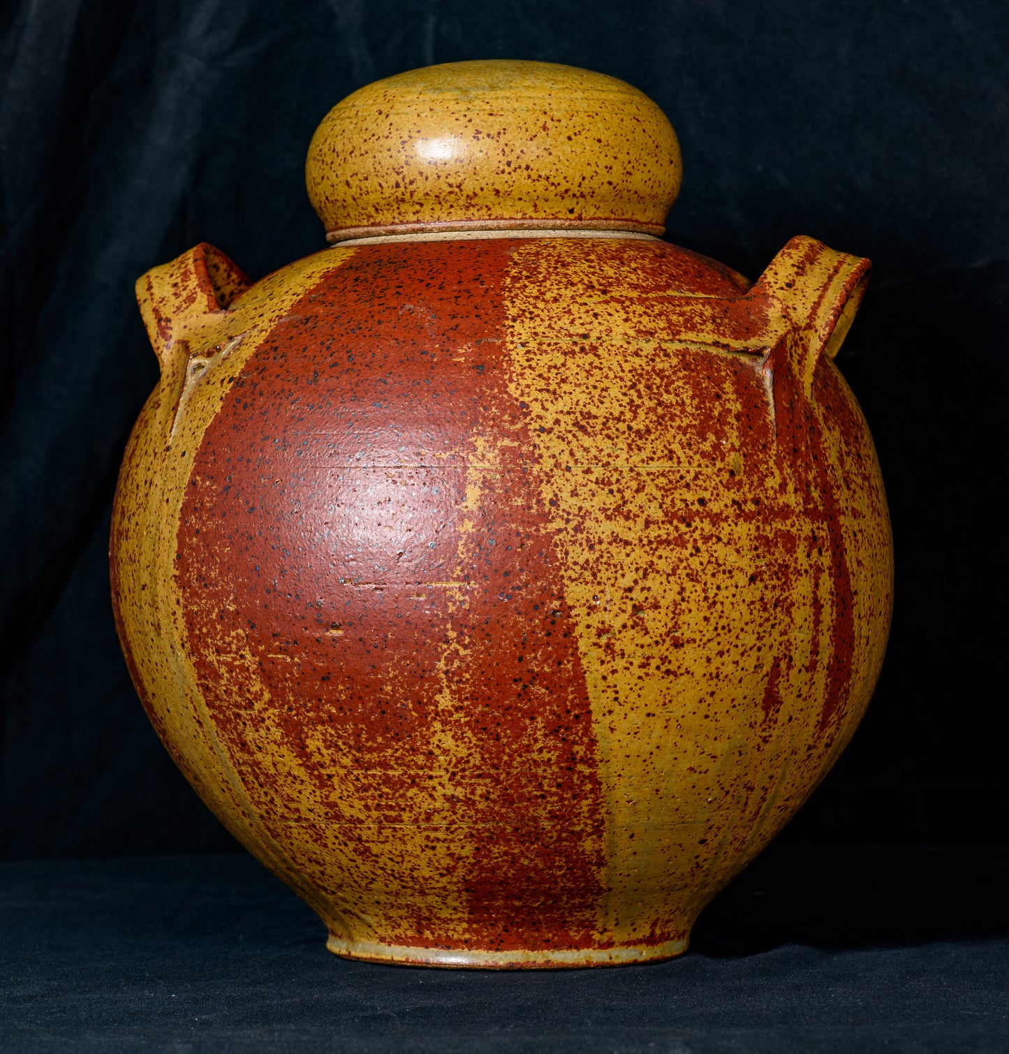 David Shaner Early 1970's Large 13-in. Bulb Jar in Fantastic Shaner Gold Glaze