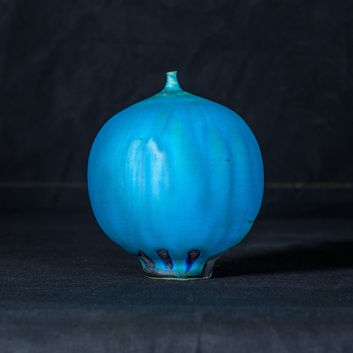 Rose Cabat 1985 Feelie Large Balloon Shape Turquoise Blue Rare Satin Sheen Glaze