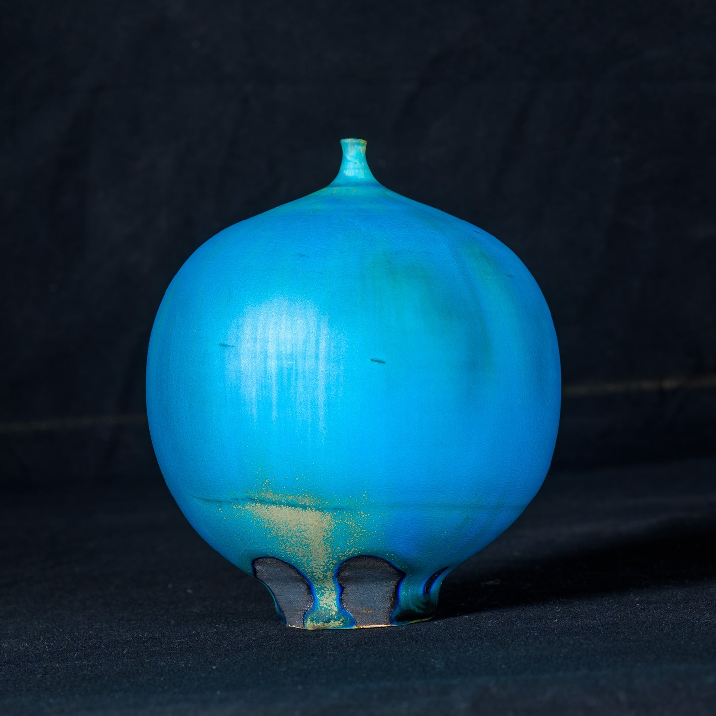 Rose Cabat 1985 Feelie Large Balloon Shape Turquoise Blue Rare Satin Sheen Glaze