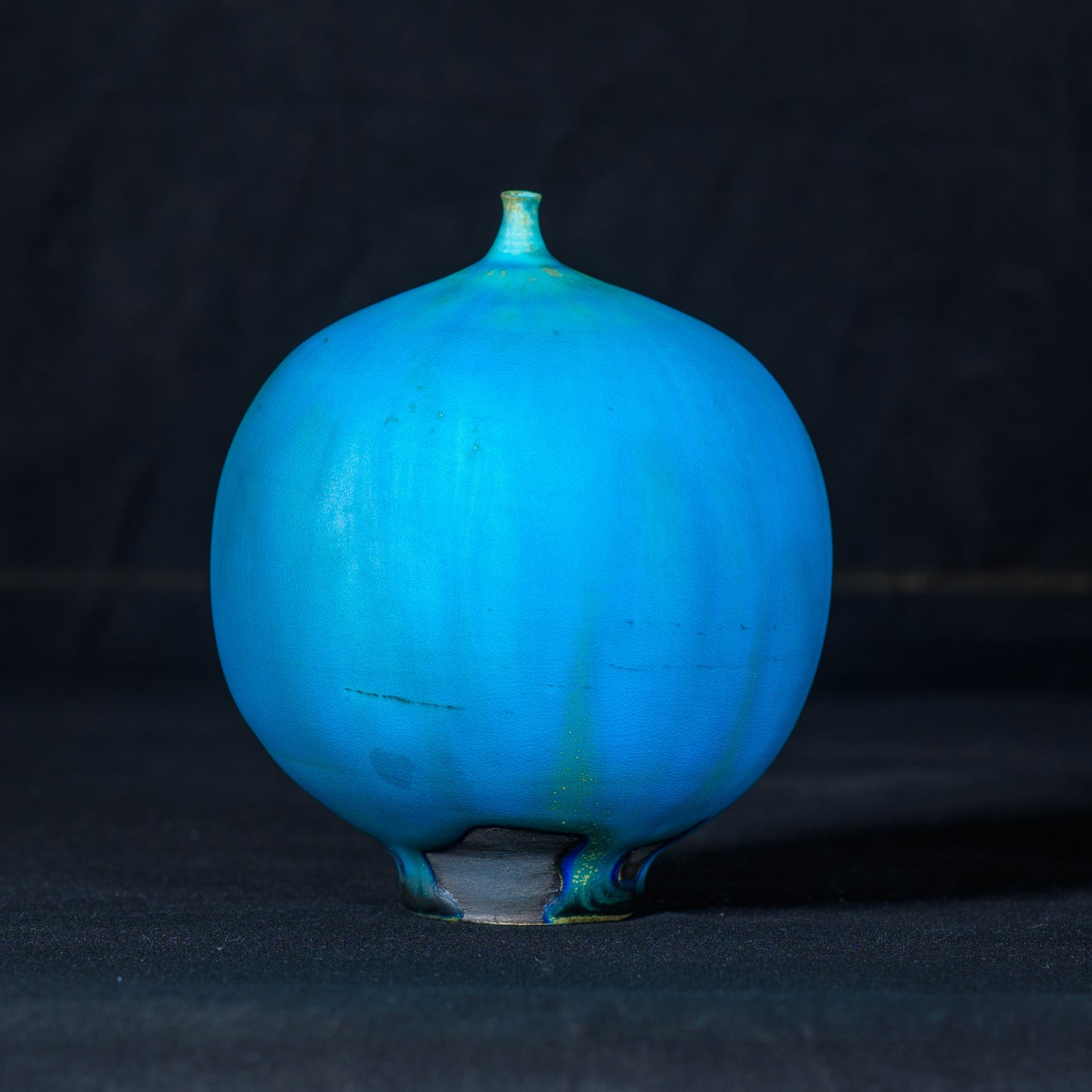 Rose Cabat 1985 Feelie Large Balloon Shape Turquoise Blue Rare Satin Sheen Glaze