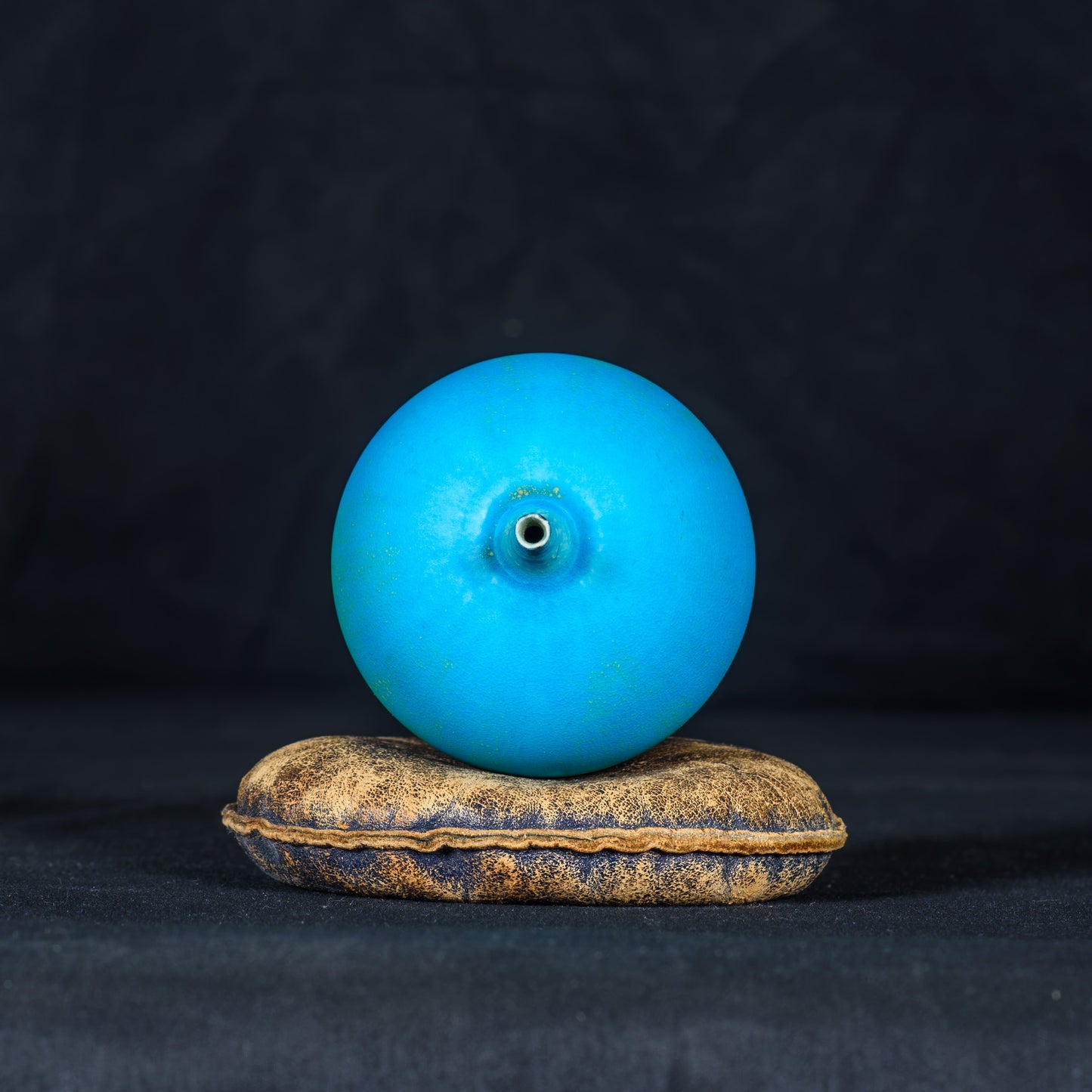 Rose Cabat 1970's Feelie Bulbous-Fig Shape M-Series Glaze Turquoise Blue/Olive