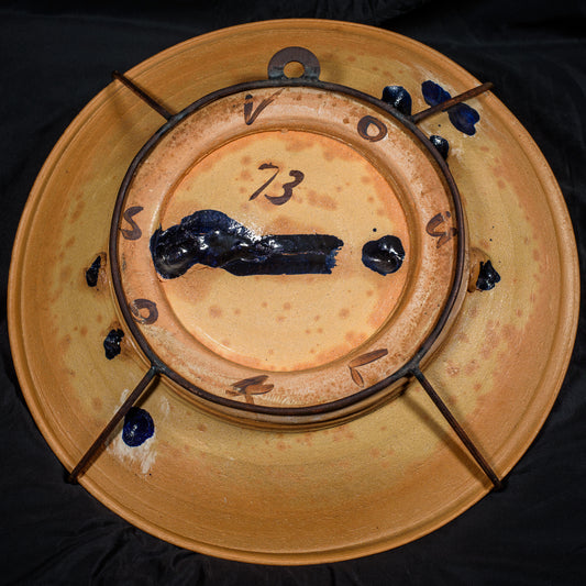 Peter Voulkos 1973 20-in Platter with Artist Integrated Wrought Iron Wall Mount