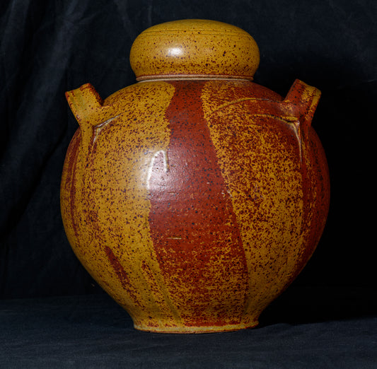 David Shaner Early 1970's Large 13-in. Bulb Jar in Fantastic Shaner Gold Glaze
