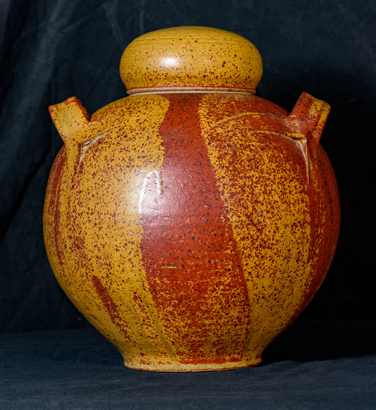 David Shaner Early 1970's Large 13-in. Bulb Jar in Fantastic Shaner Gold Glaze