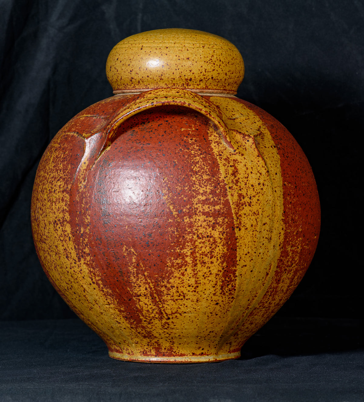David Shaner Early 1970's Large 13-in. Bulb Jar in Fantastic Shaner Gold Glaze