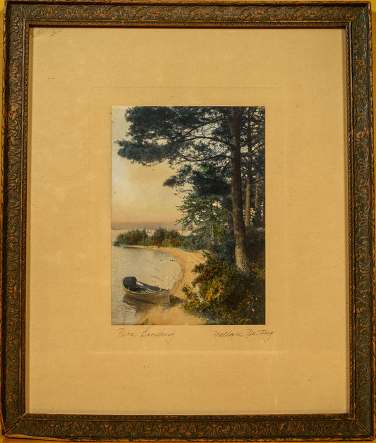 Wallace Nutting 1910 Hand Colored Photograph, Signed on Original Mat with Original Frame