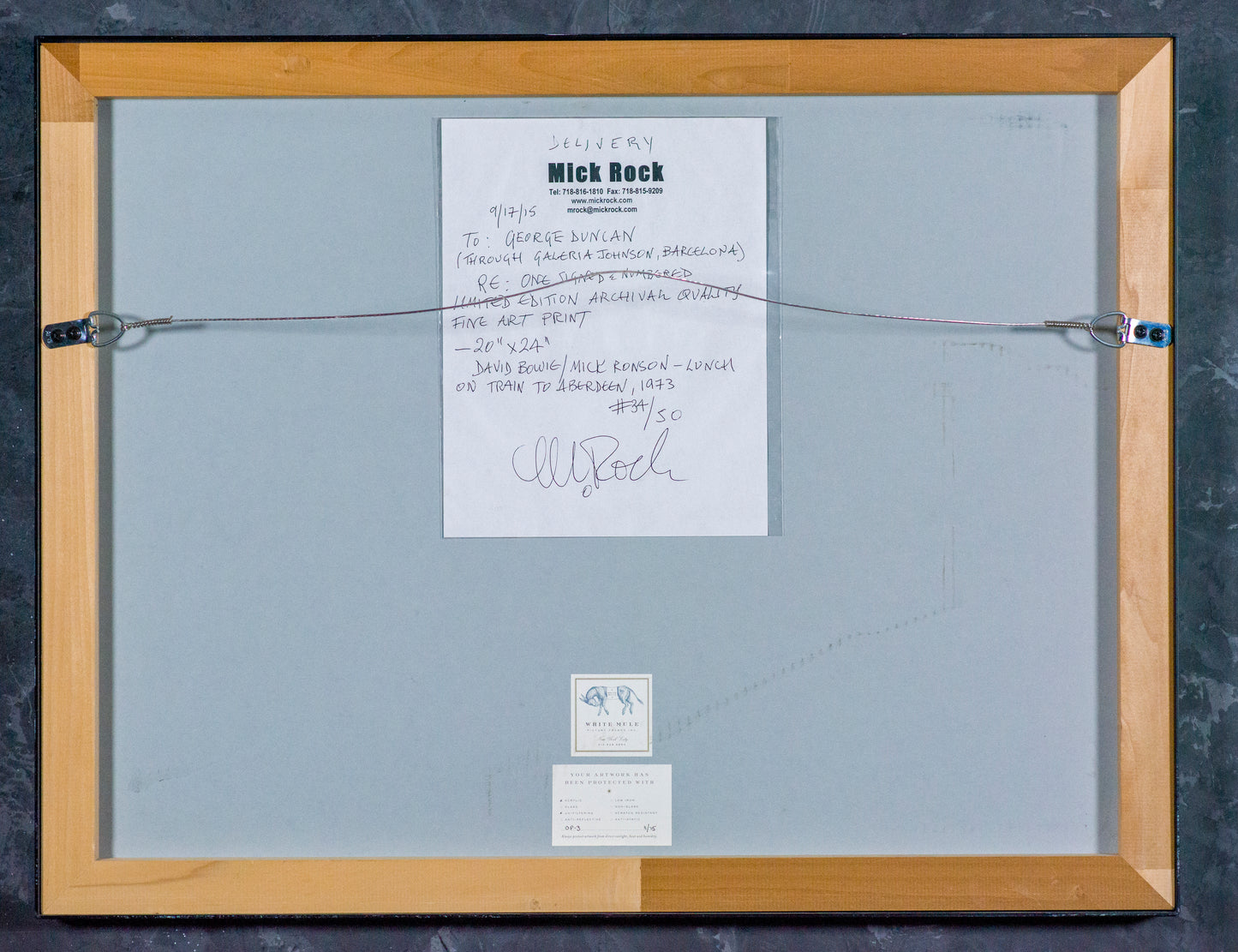 1973 Mick Rock Photo David Bowie & Mick Ronson, Lunch on Train to Aberdeen