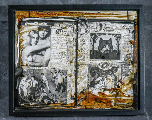 Peter Beard 1970 Photo Two Diary Pages, April 7th & 8th, with Ink & Blood Hand Work