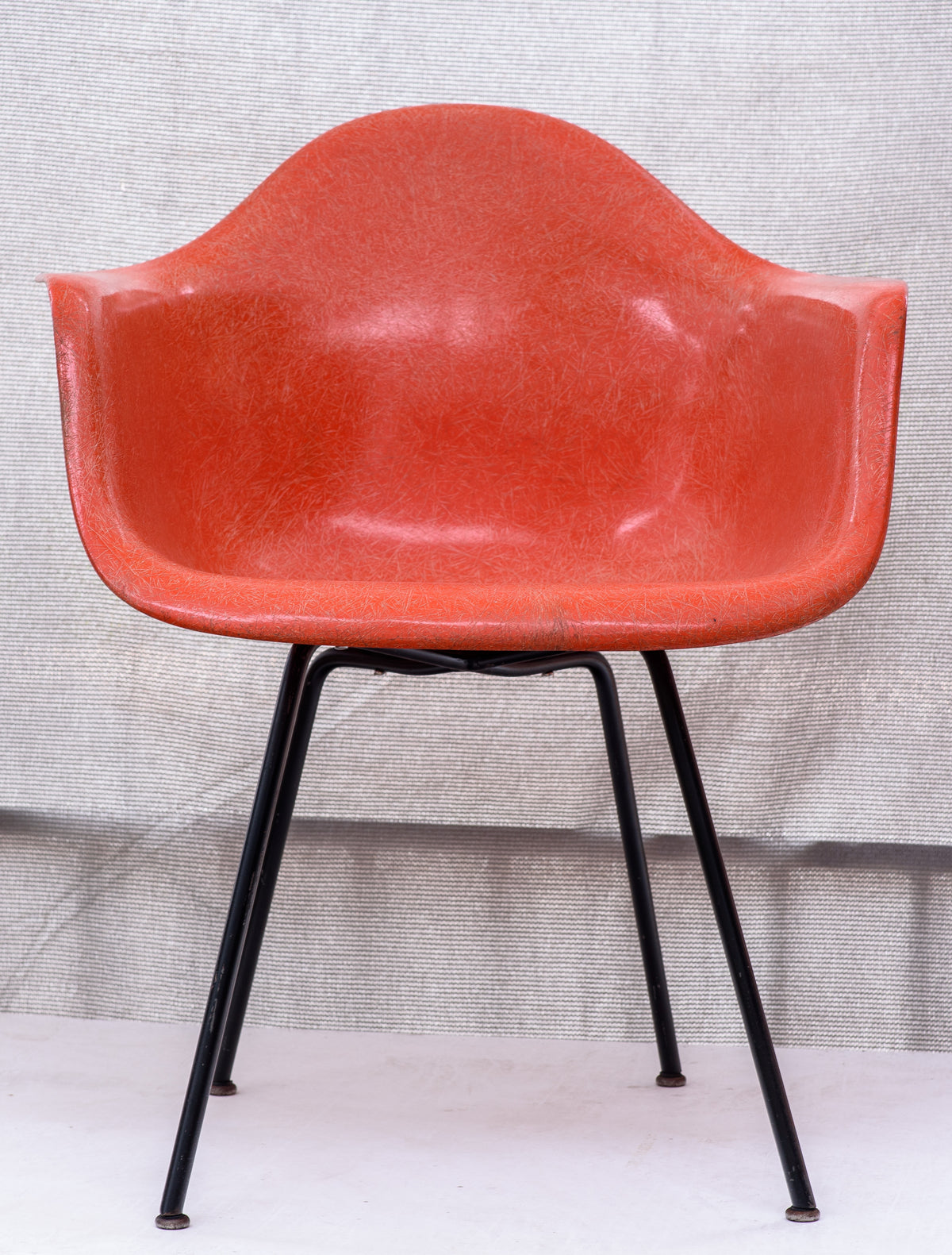 Eames 1953-1954 SAX Standard Shell Arm Chair X-Base Red/Orange Original Fiberglass Formula