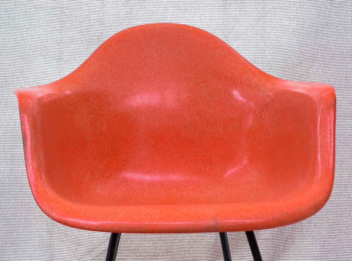 Eames 1953-1954 SAX Standard Shell Arm Chair X-Base Red/Orange Original Fiberglass Formula