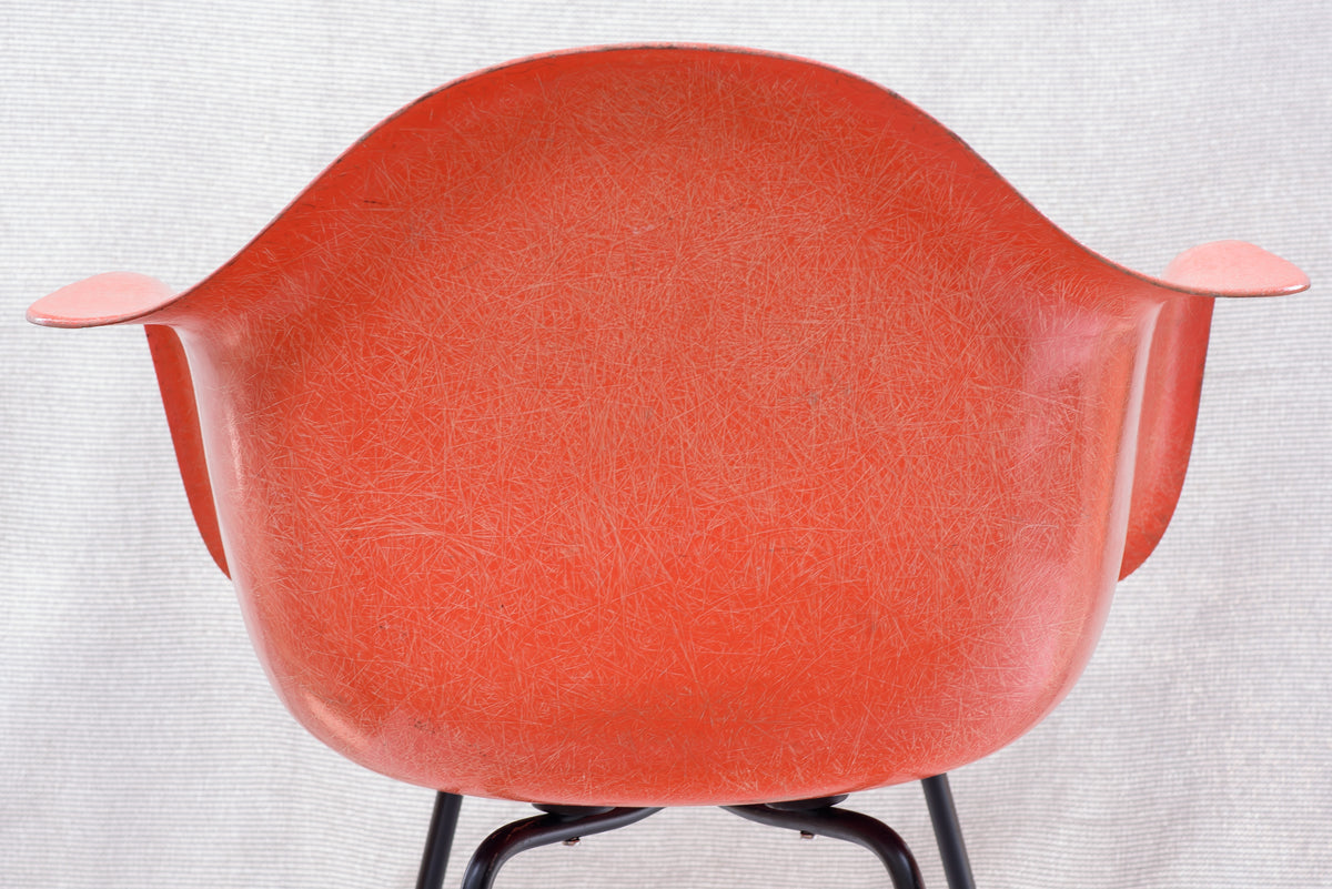 Eames 1953-1954 SAX Standard Shell Arm Chair X-Base Red/Orange Original Fiberglass Formula