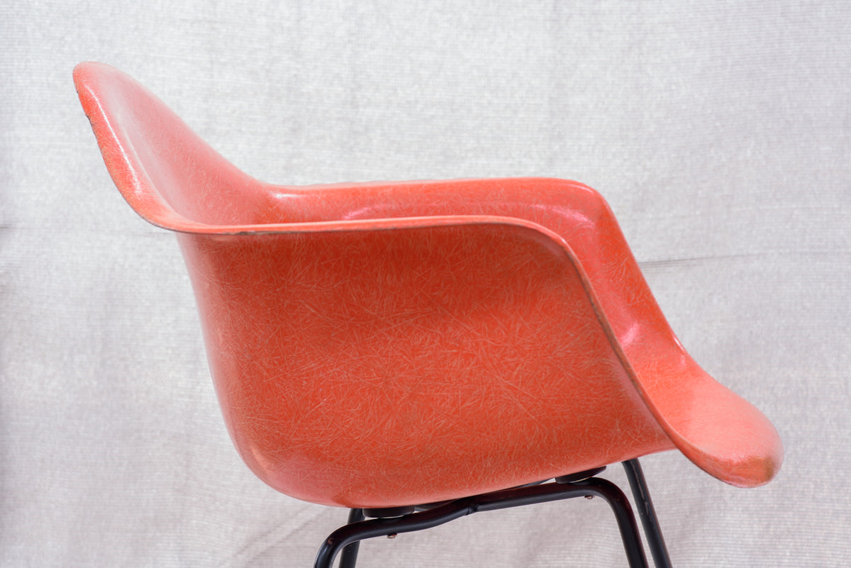 Eames 1953-1954 SAX Standard Shell Arm Chair X-Base Red/Orange Original Fiberglass Formula