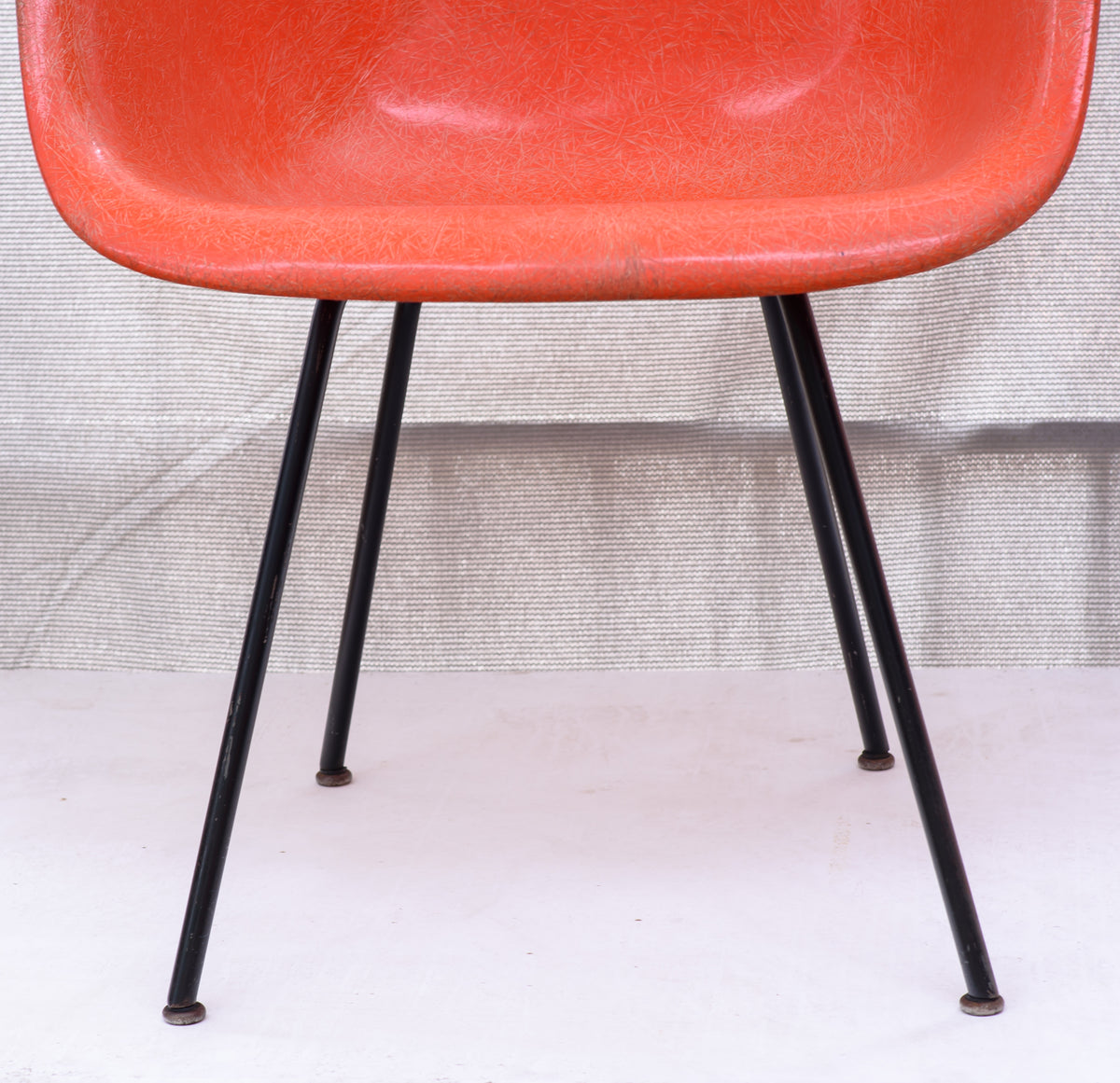 Eames 1953-1954 SAX Standard Shell Arm Chair X-Base Red/Orange Original Fiberglass Formula