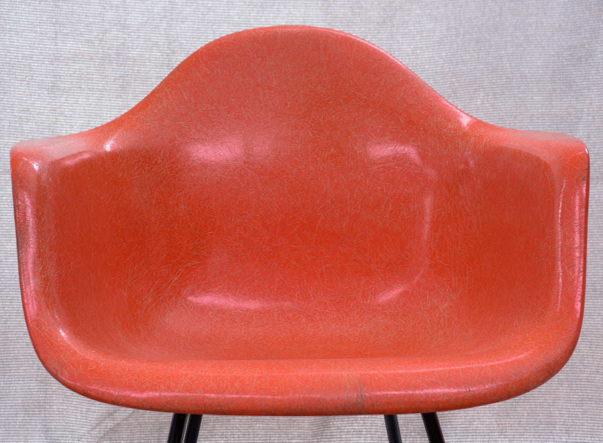 Eames 1953-1954 SAX Standard Shell Arm Chair X-Base Red/Orange Original Fiberglass Formula