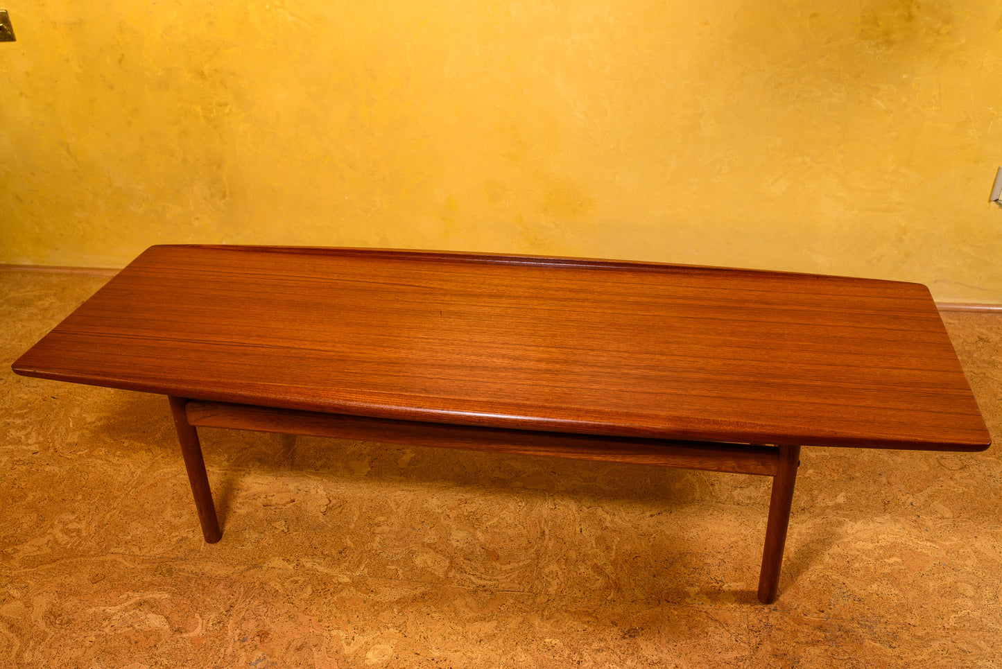 Grete Jalk 1960's "Surfboard" Coffee Table with Matching End Tables. Made in Denmark