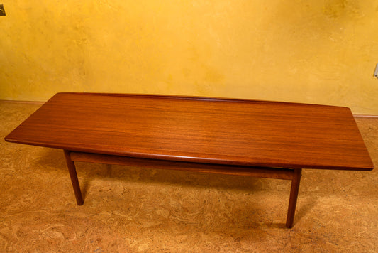 Grete Jalk 1960's "Surfboard" Coffee Table with Matching End Tables. Made in Denmark