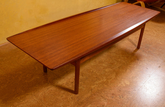 Grete Jalk 1960's "Surfboard" Coffee Table with Matching End Tables. Made in Denmark