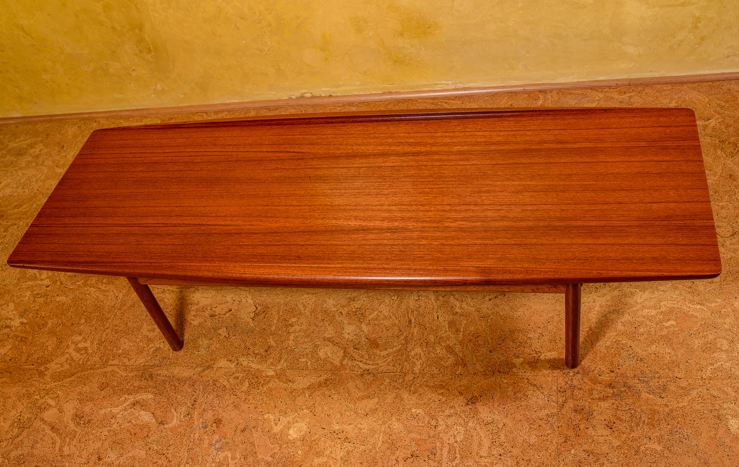 Grete Jalk 1960's "Surfboard" Coffee Table with Matching End Tables. Made in Denmark
